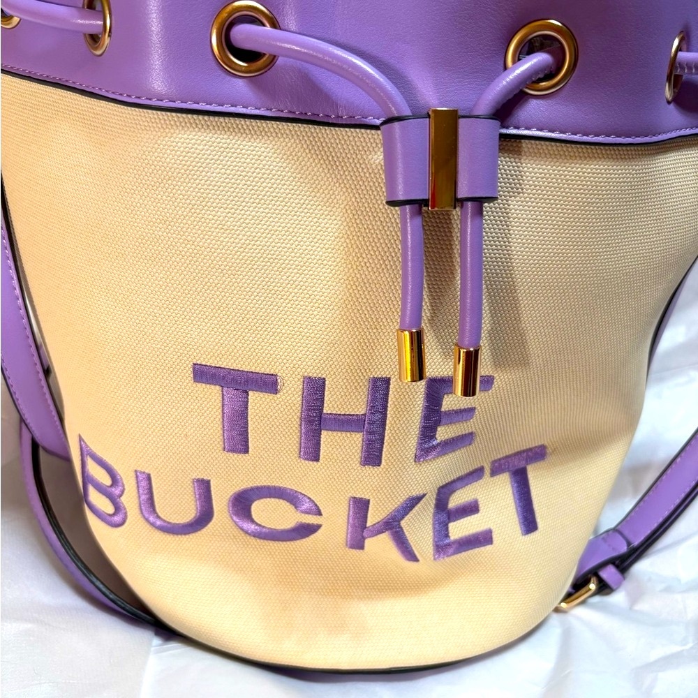 NEW-FULL SIZE Bucket Bag-Embroidered Purple & Cream w/crossbody strap & WALLET!! - Picture 2 of 5